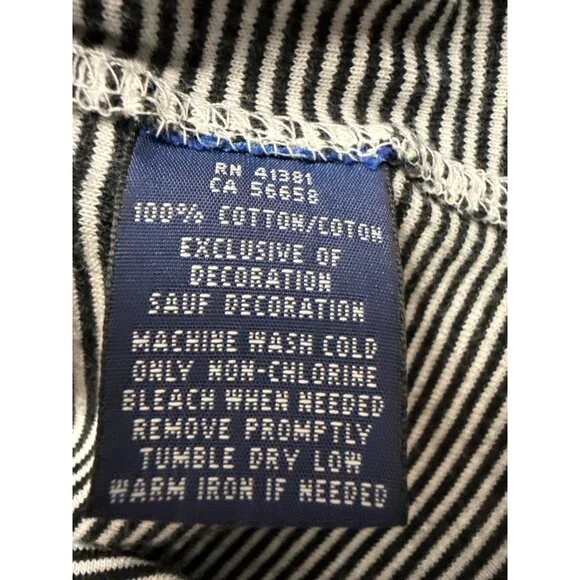 Ralph Lauren Womens XL Striped T-Shirt Black/White Cotton Short Sleeve Crew Neck - Picture 5 of 6